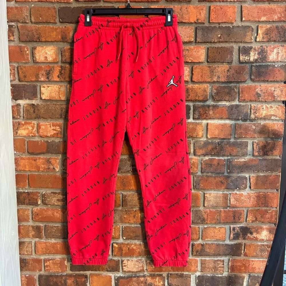 Jordan kids boys essentals all over print drawstring jogger sweatpants XL red